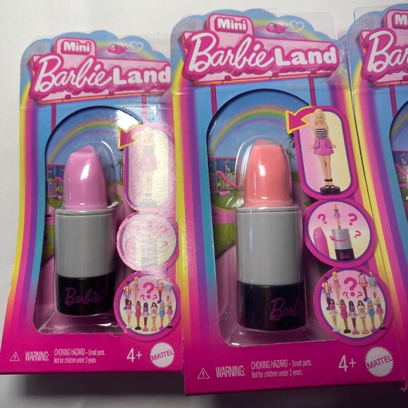 9x Mattel Mini Barbie Land Lipstick Reveal Mini Doll Blind Capsules 5 Colors NIP - Picture 6 of 8